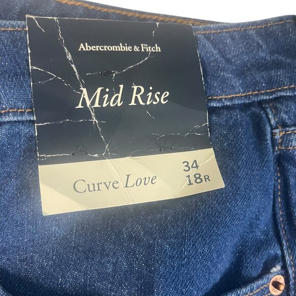 NWT Abercrombie & Fitch Curve Love Mid Rise 90s Straight Jean Size 34/18R - Picture 3 of 10